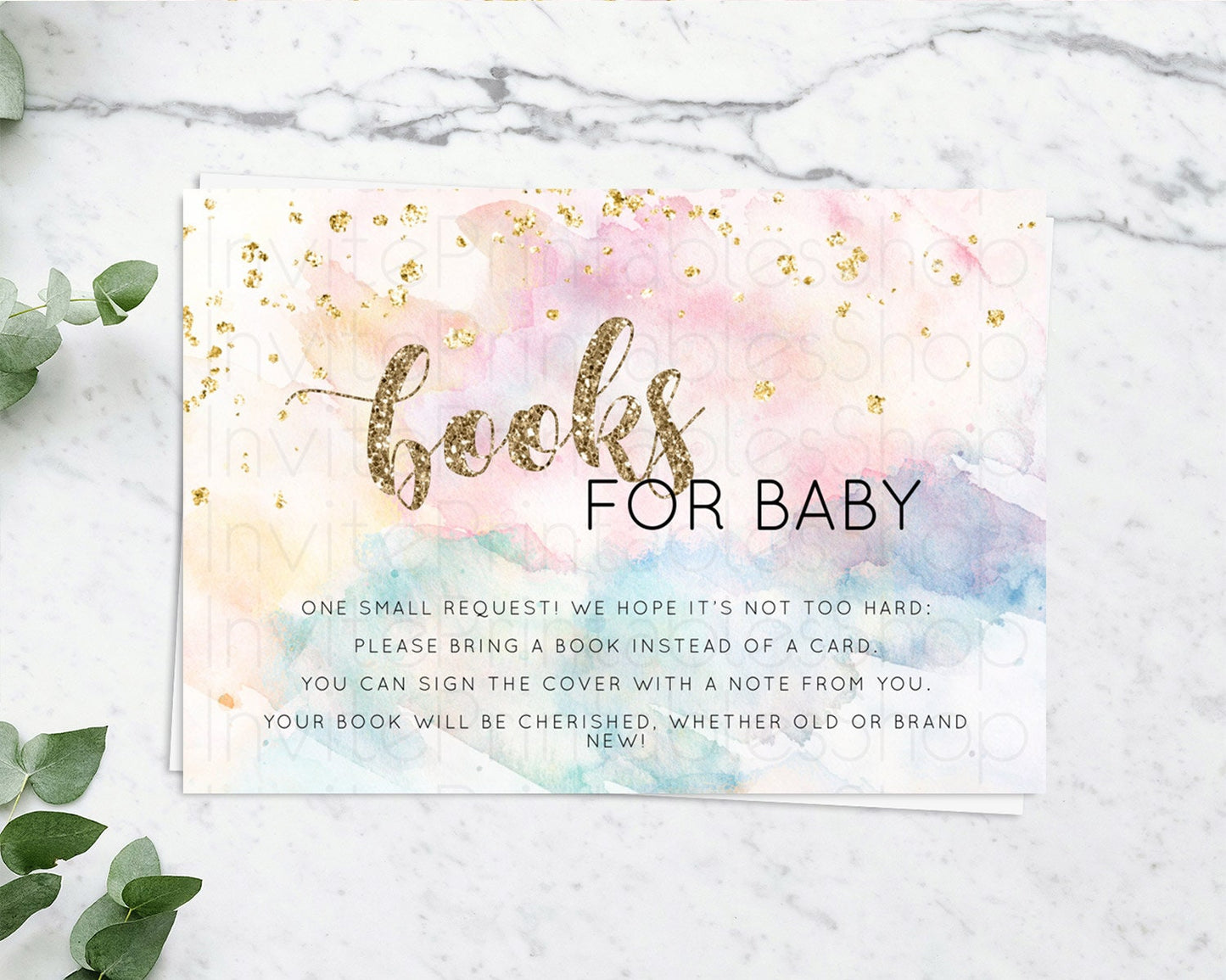 Pastel Books For Baby Card Pastel Rainbow Book Insert Colorful Ombre Watercolor Book Card Confetti Glitter Baby Book Poem Request D10264