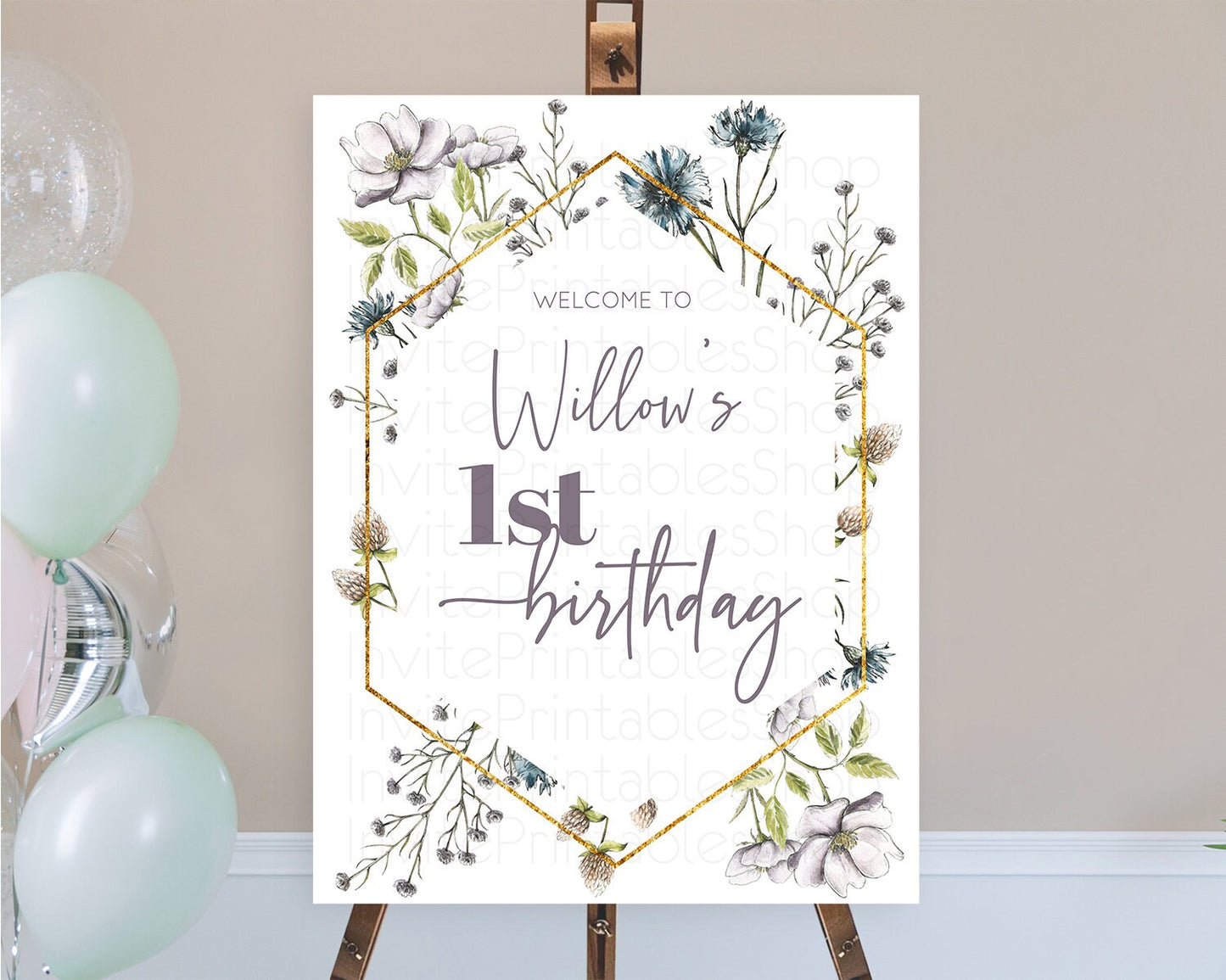 Secret Garden Welcome Sign Wildflower Welcome Board Pastel Flower Garden Welcome Poster Boho Wildflower First Birthday Welcome Sign D11002