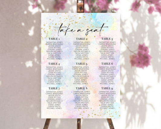 Rainbow Seating Chart Pastel Seating Chart Colorful Pastel Watercolor Seating Sign Ombre Pastel Décor Pastel Take A Seat Sign D10605