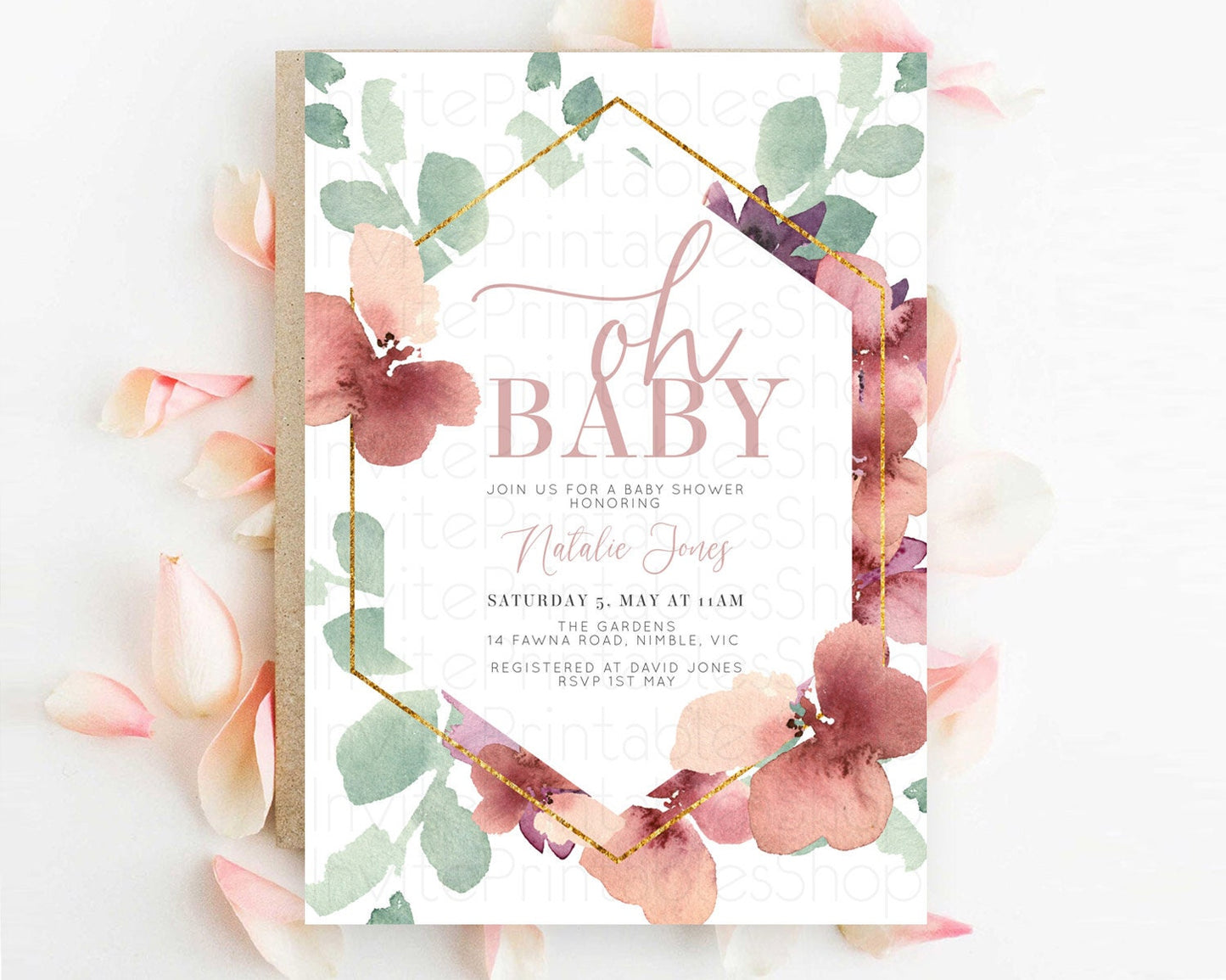 Wildflower Baby Shower Invitation Secret Garden Baby Shower Invitation Pastel Flowers Invite Enchanted Garden Shower Floral Theme D10964