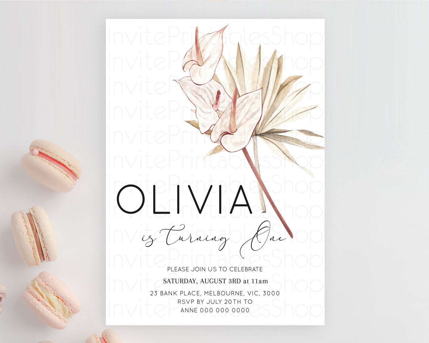 Tropical Invitation Tropical Birthday Invitation Tropical Floral Invitation Palm Leaf Fern Invite Frangipani White Orchid Invitation D11039