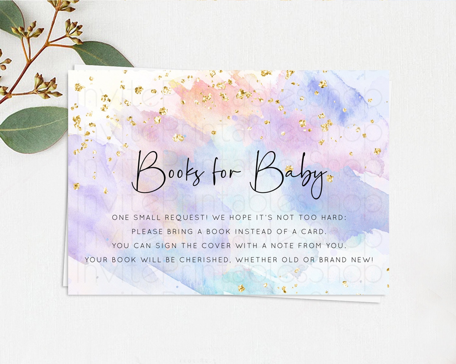 Editable Pastel Books For Baby Card Pastel Rainbow Book Insert Colorful Ombr