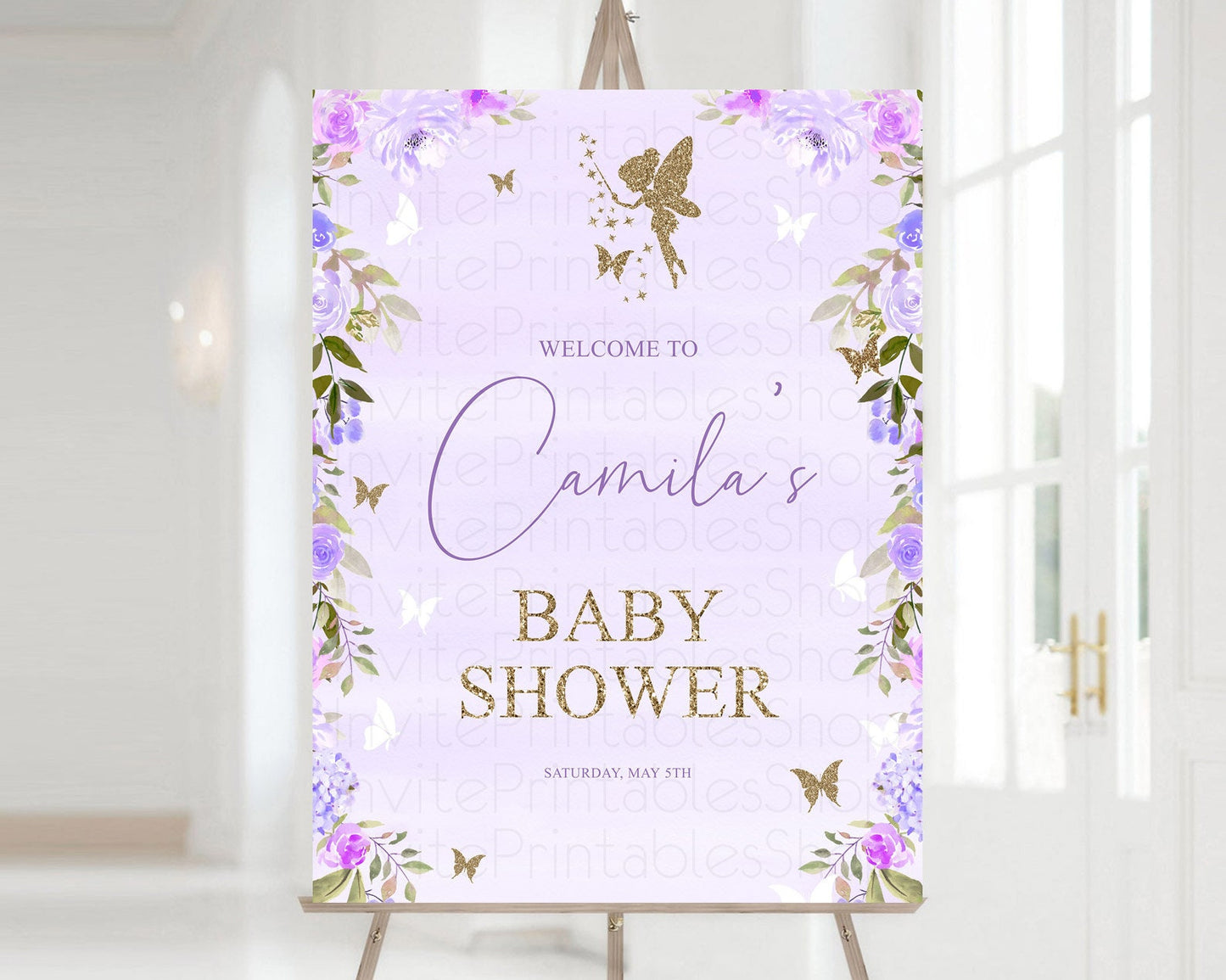 Fairy Baby Shower Welcome Sign Fairy Welcome Board Enchanted Garden Pastel Floral Butterfly Décor Secret Garden Fairy Welcome Sign D10910