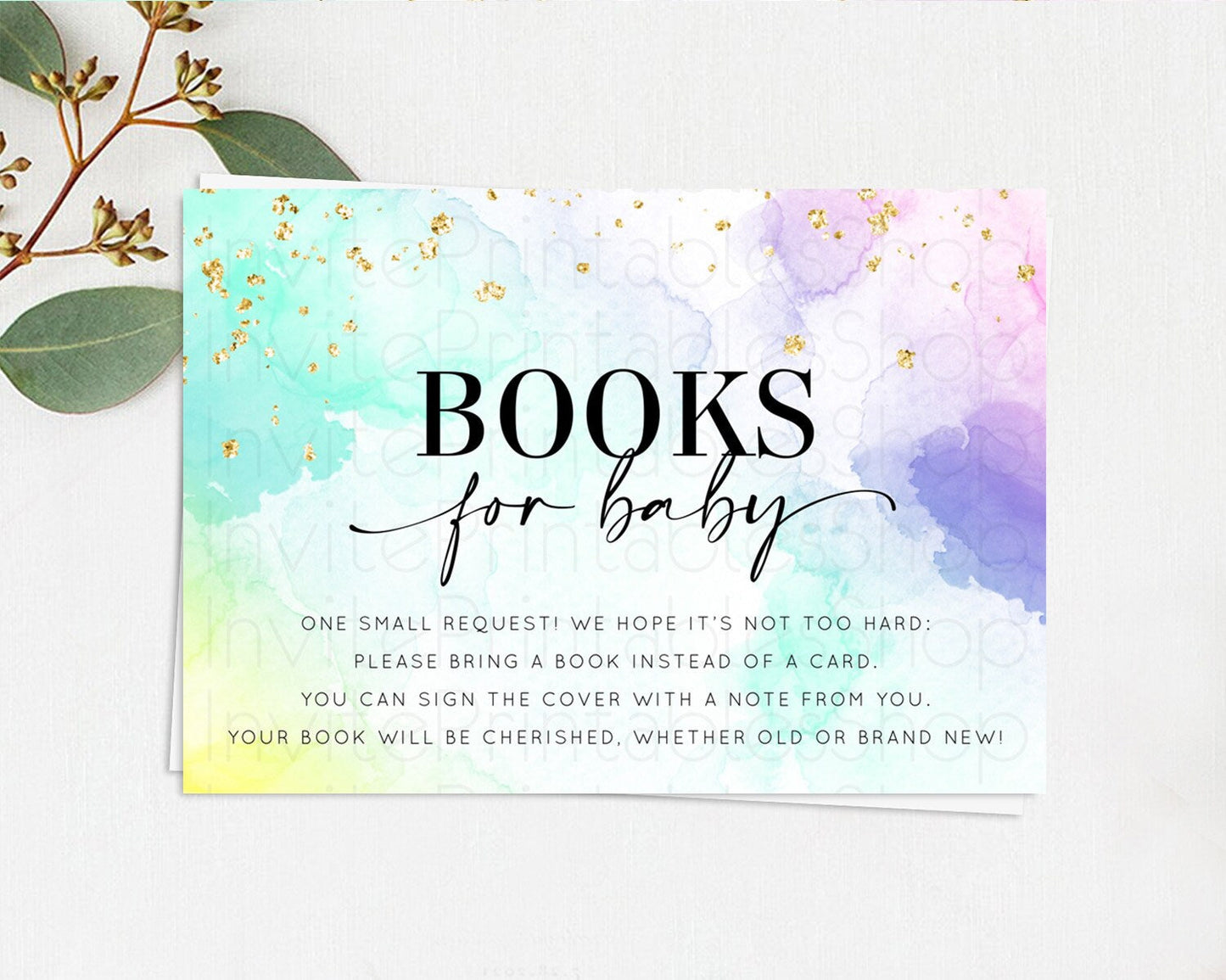 Pastel Books For Baby Card Pastel Rainbow Book Insert Colorful Ombre Watercolor Book Card Confetti Glitter Baby Book Poem Request D10157