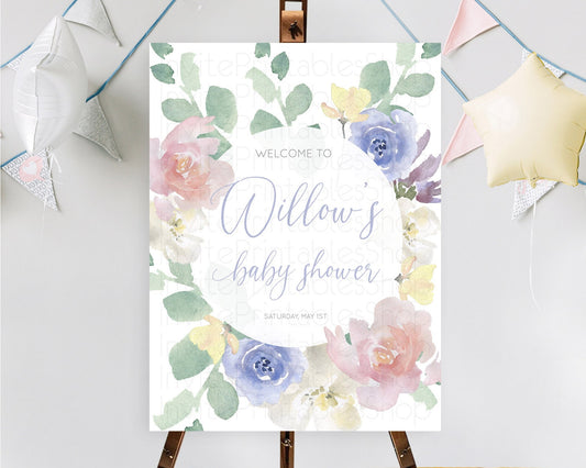 Editable Secret Garden Baby Shower Welcome Sign Wildflower Welcome Board Pas