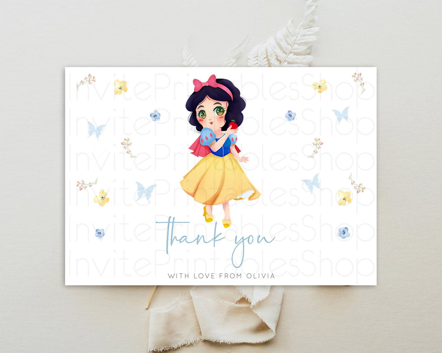 Princess Thank You Castle Thank You Card Secret Garden Birthday Thank You Card Enchanted Castle Pastel Floral Teacher Thank You Card D10353