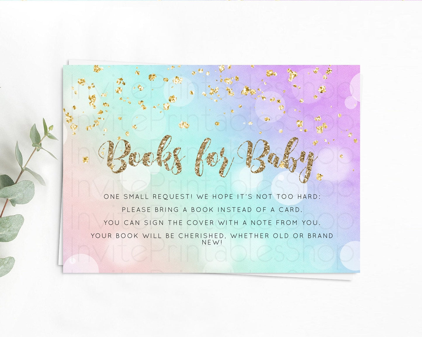 Pastel Books For Baby Card Pastel Rainbow Book Insert Colorful Ombre Watercolor Book Card Confetti Glitter Baby Book Poem Request D10621