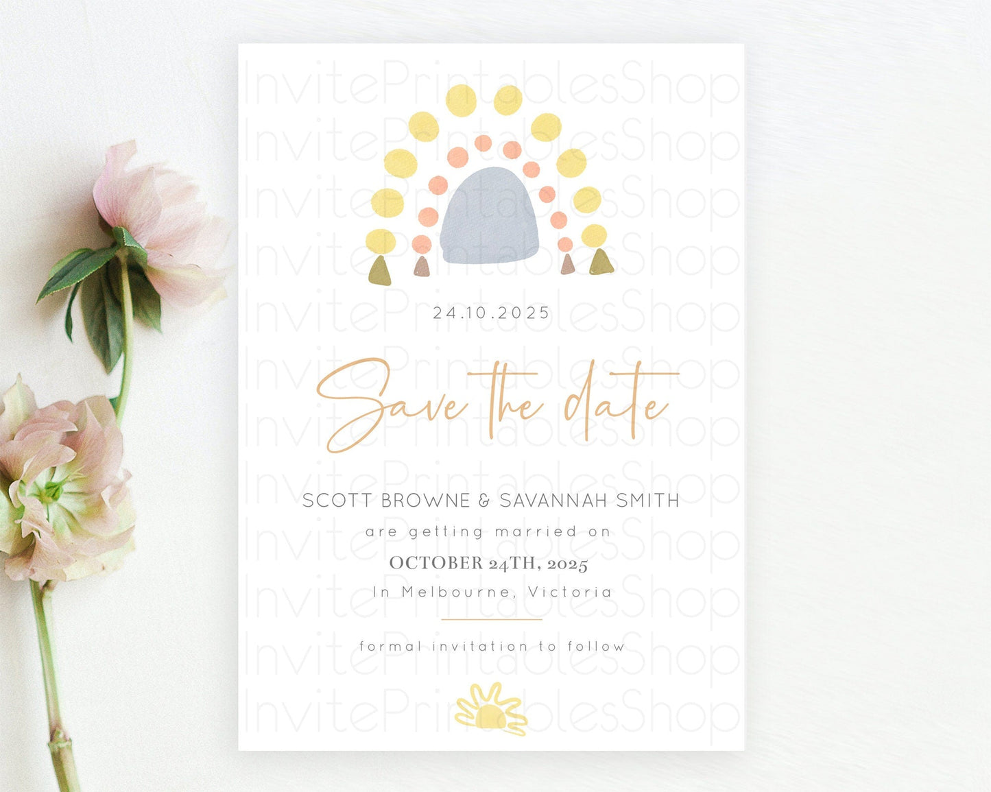 Pastel Rainbow Save The Date Template Boho Colorful Rainbow Party Rainbow Baby Theme For 1st Birthday Baptism Baby Shower Wedding D10688
