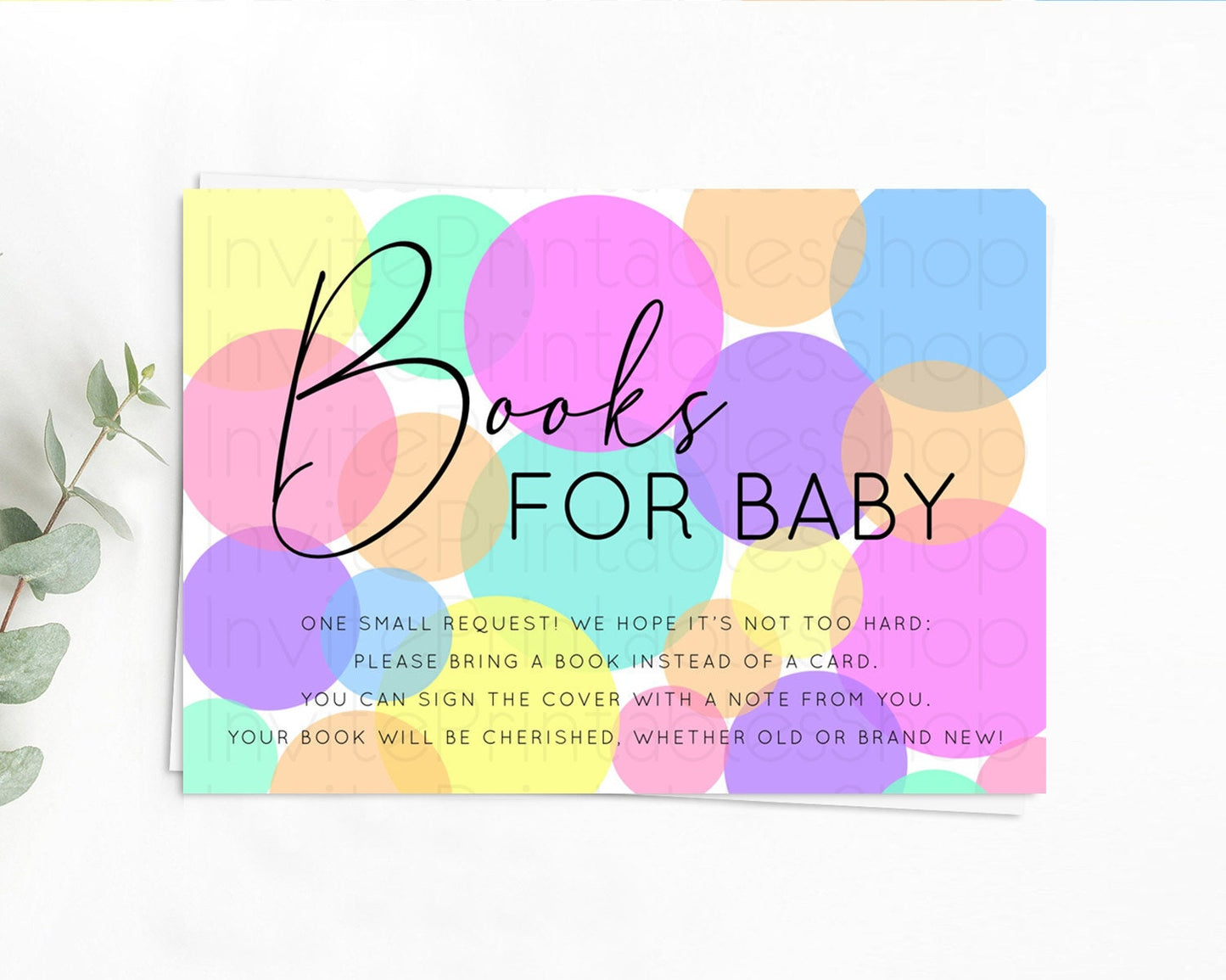 Rainbow Books For Baby Card Pastel Sprinkles Book Insert Pastel Rainbow Confetti Book Card Colorful Bubbles Pastel Book Poem Request D10888