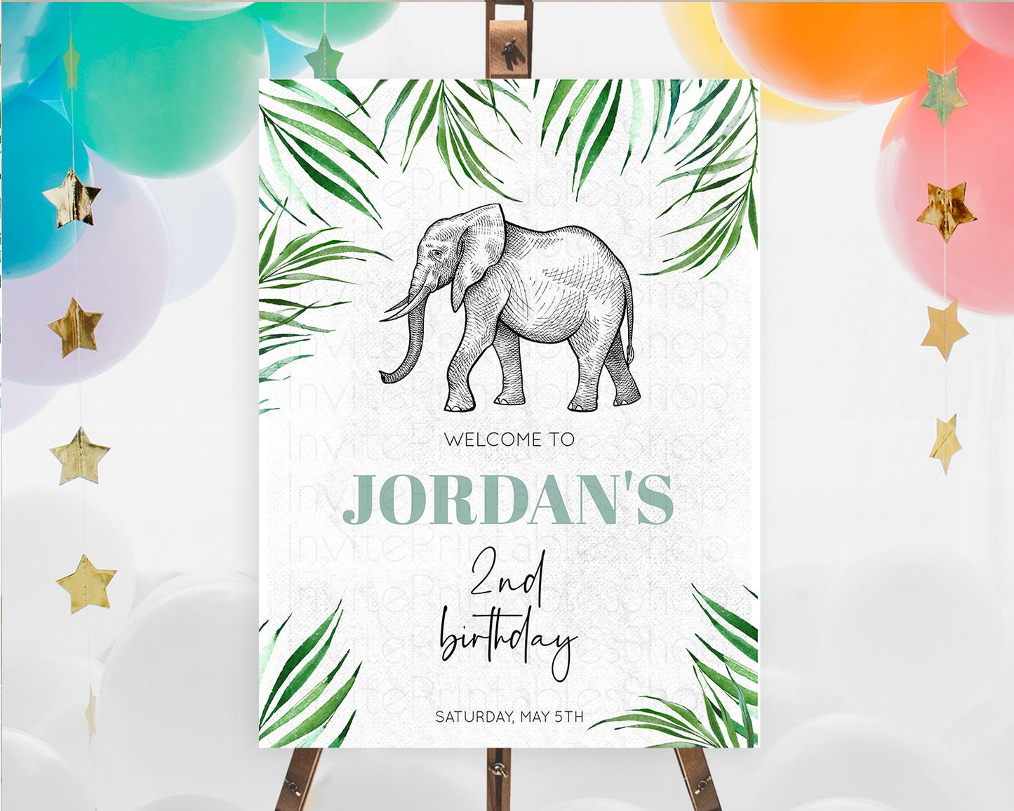 Elephant Welcome Sign Elephant Welcome Board Elephant Party Welcome Poster Safari Party Decor Elephant First Birthday Welcome Sign D10850