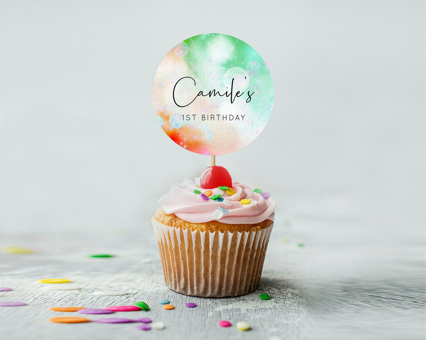 Tie Dye Cupcake Toppers Rainbow Tie Dye Cupcake Toppers Rainbow Colorful Cupcake Toppers Tie Dye Pastel Rainbow Party Cupcake Decor D10691