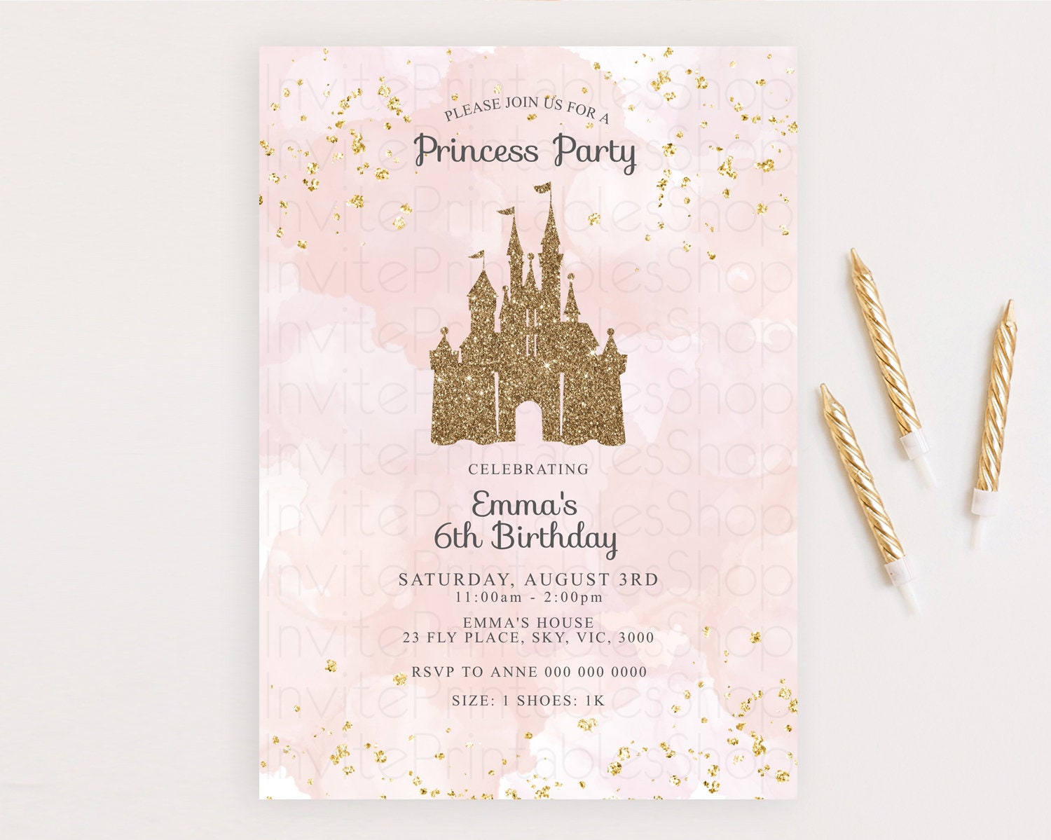 Editable Princess Birthday Invitation Princess Invitation Pastel Invitation