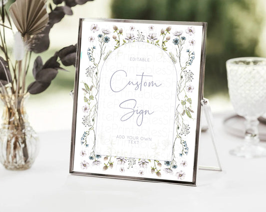 Editable Wildflower Floral Table Sign Decor Secret Garden Sign Template Past