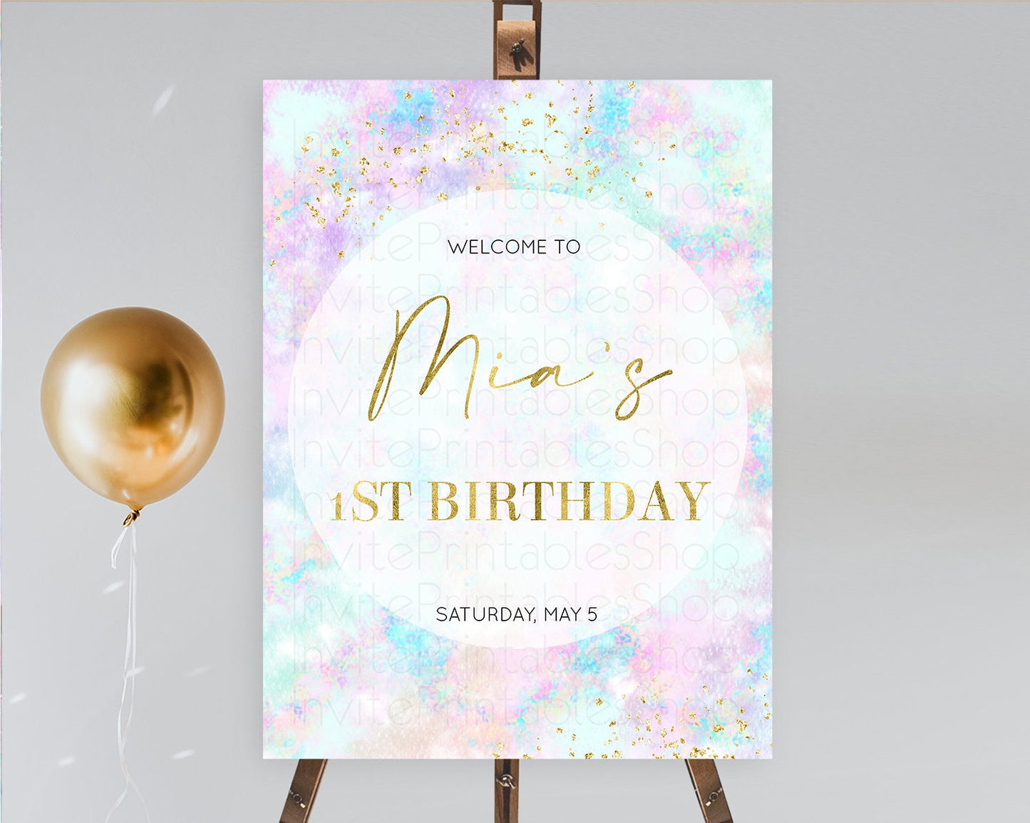 Pastel Welcome Sign Pastel Rainbow Welcome Sign Colorful Rainbow Confetti Watercolor Glitter Pastel First Birthday Welcome Sign D10652