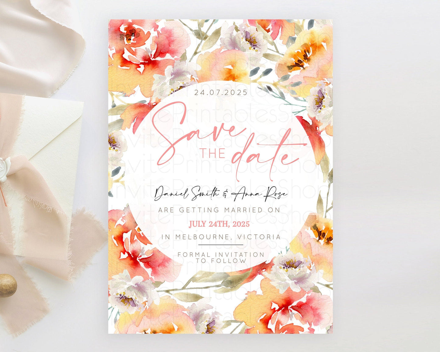 Wildflower Save The Date Template Secret Garden Save The Date Pastel Floral Garden Party Boho Flowers Birthday Baby Shower Wedding D10280