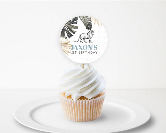 Editable Lion Cupcake Toppers Safari Lion Cupcake Toppers Modern Lion Party