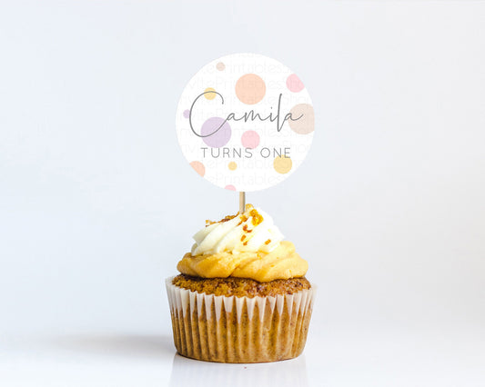 Editable Pastel Cupcake Toppers Pastel Confetti Cupcake Topper Bubbles Sprin