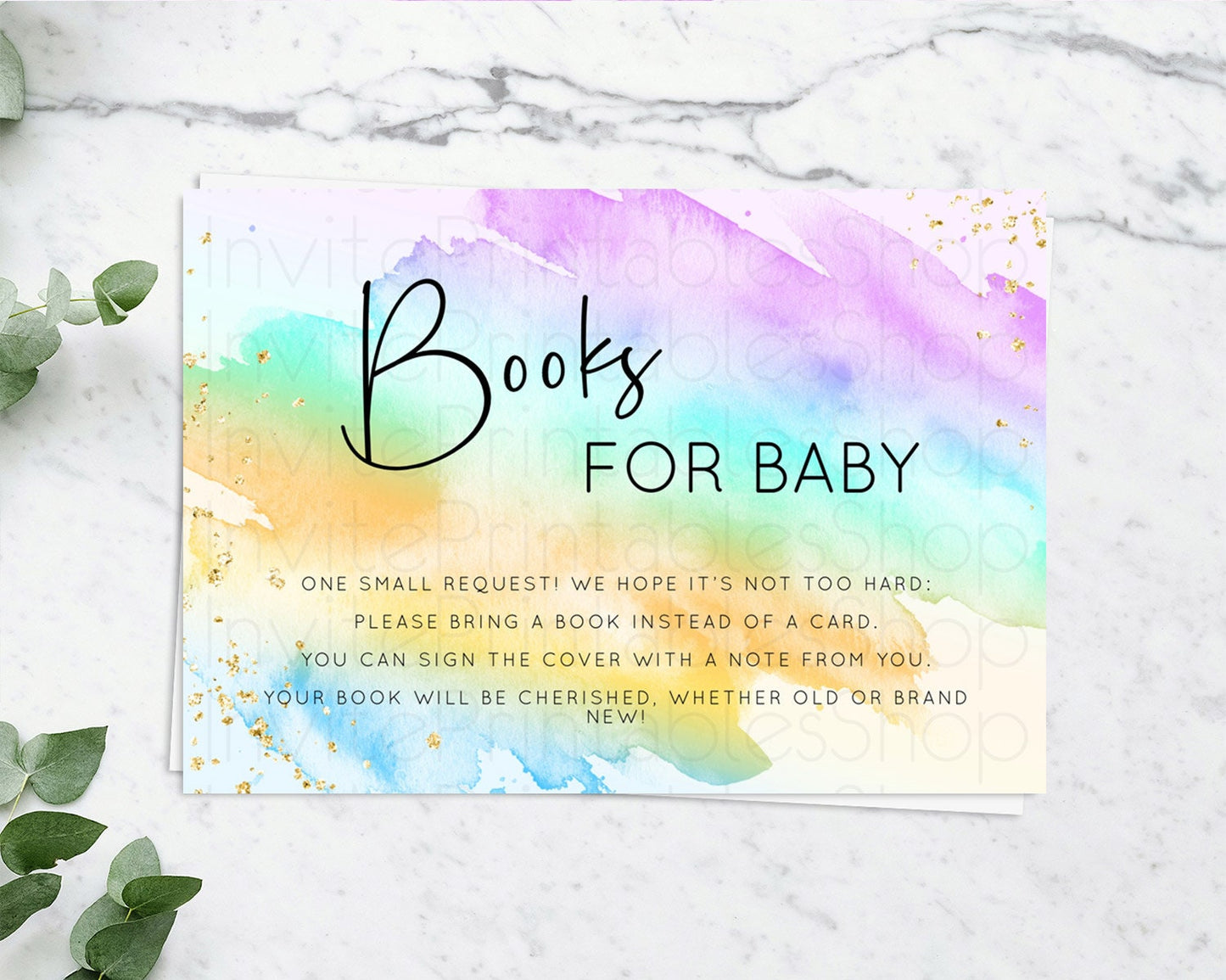 Pastel Books For Baby Card Pastel Rainbow Book Insert Colorful Ombre Watercolor Book Card Confetti Glitter Baby Book Poem Request D10427