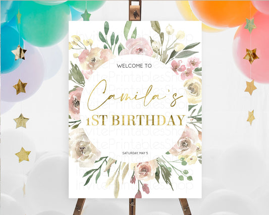 Editable Secret Garden Welcome Sign Wildflower Welcome Board Pastel Flower G