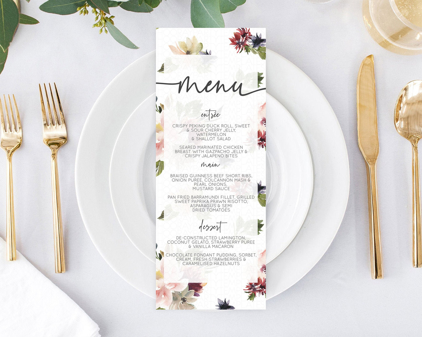 Secret Garden Menu Wildflower Menu Template Pastel Flower Garden Table Decor Boho Floral Dinner Dessert Floral Party Food Menu D10538