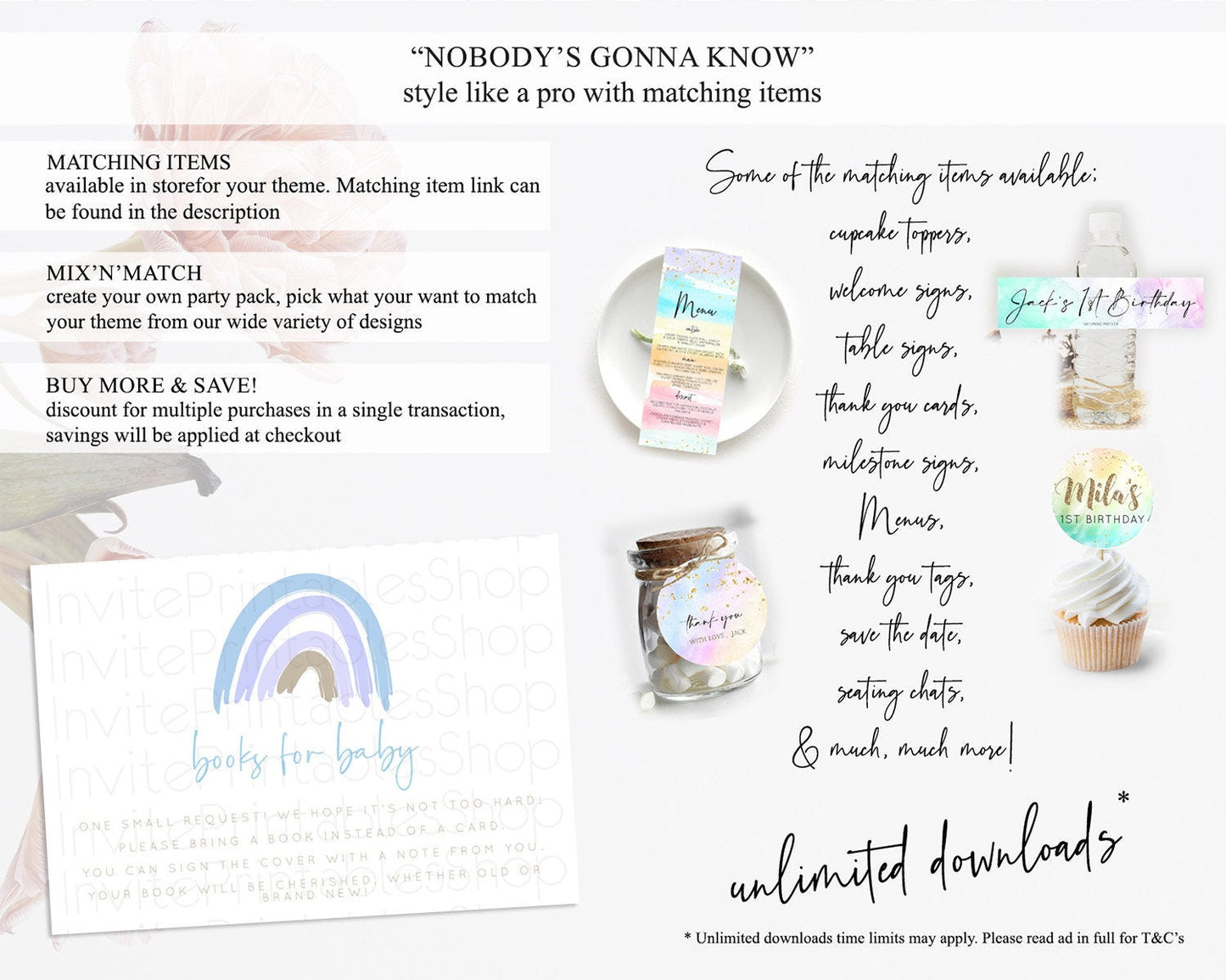 Pastel Rainbow Books For Baby Card Boho Rainbow Book Insert Boho Rainbow Book Card Pastel Watercolor Baby Shower Book Poem Request D10352