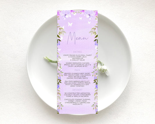 Editable Secret Garden Menu Wildflower Menu Template Pastel Flower Garden Ta