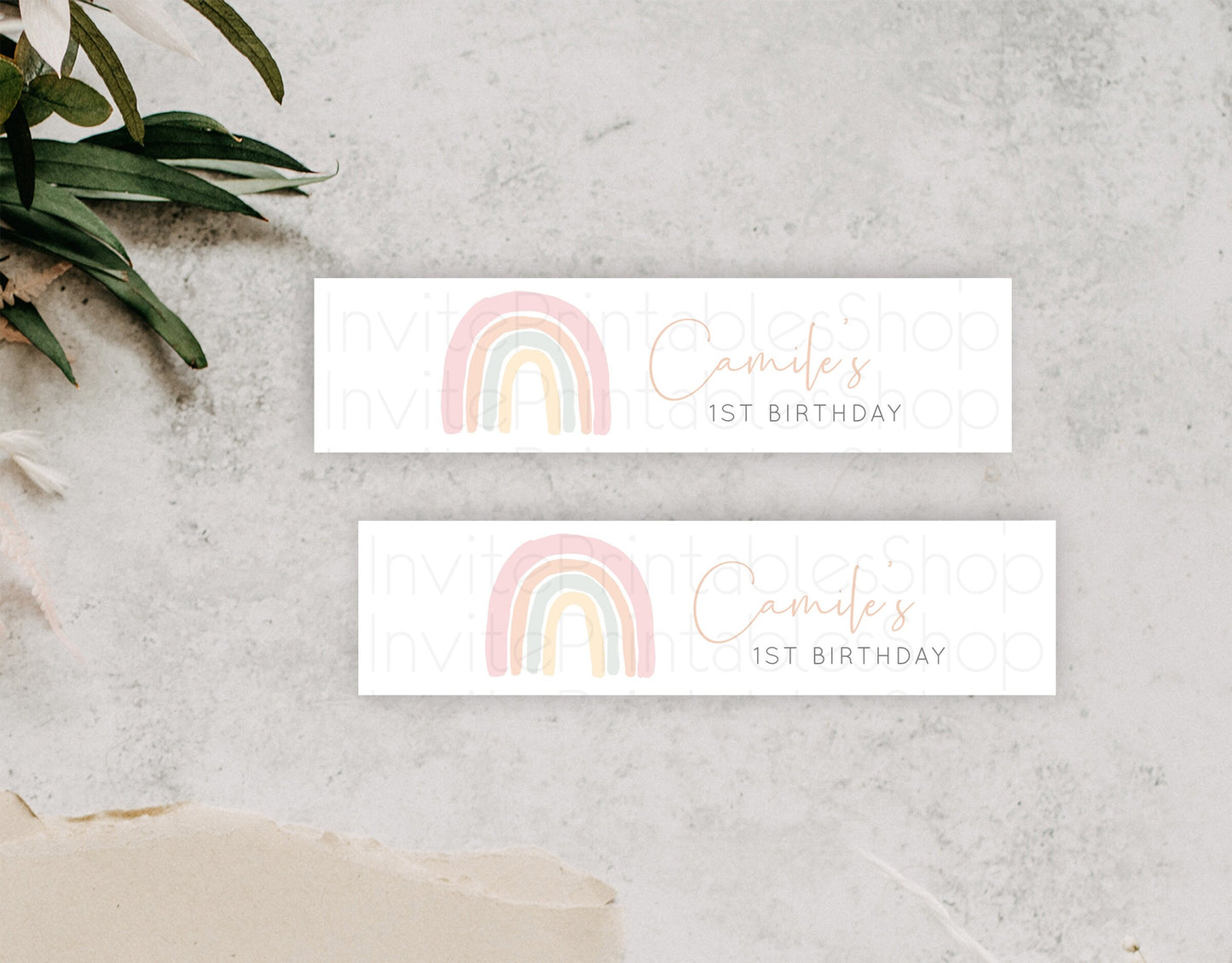 Pastel Rainbow Water Label Template Boho Colorful Rainbow Party Decor Rainbow Baby Theme 1st Birthday Baptism Baby Shower Wedding D10162