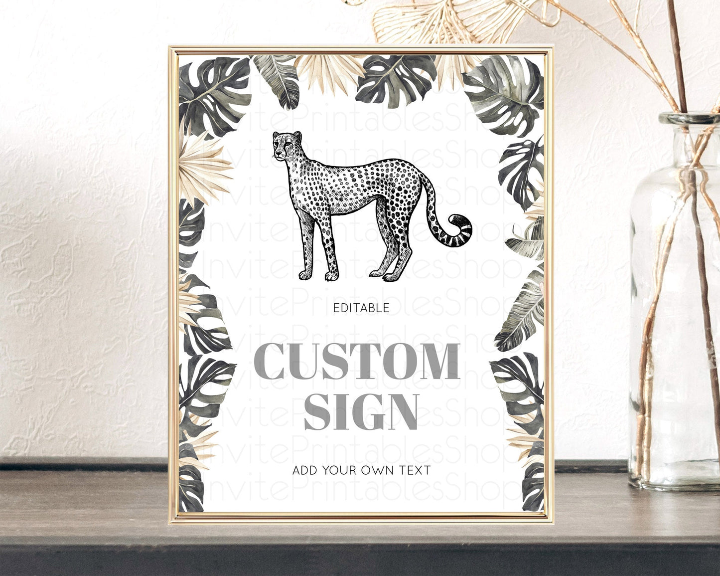 Cheetah Sign Cheetah Party Sign Template Safari Adventure Table Sign Decor Cheetah Minimal Theme 1st Birthday Baptism Baby Shower D10823