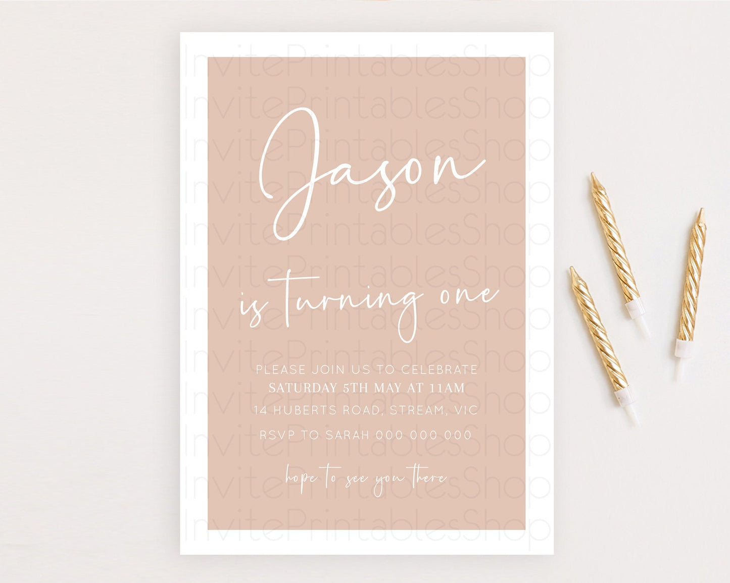 Orange Birthday Invitation Plain Orange Invitation Minimalist Invitation Pastel Orange Invites Modern Invites 2nd 1st First Birthday D10938