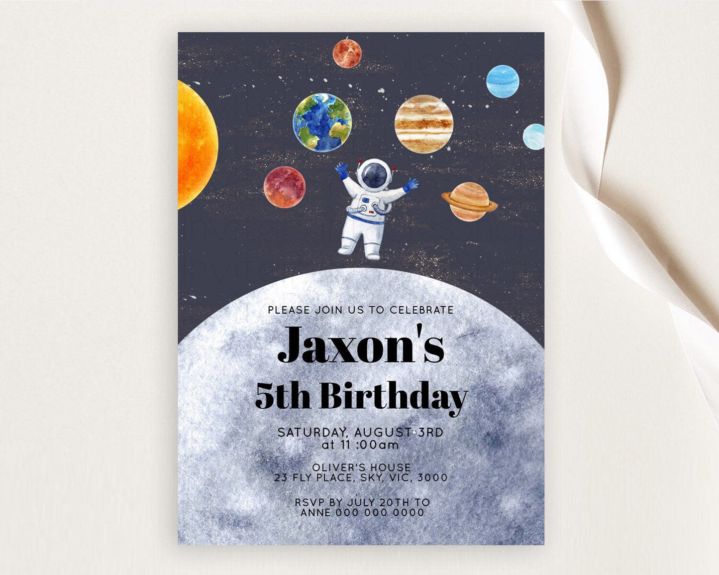 Space Birthday Invitation Space 1st Birthday Invites First Trip Around the Sun Invite Sky Stars Planets Milkyway Solar System Invite D10430