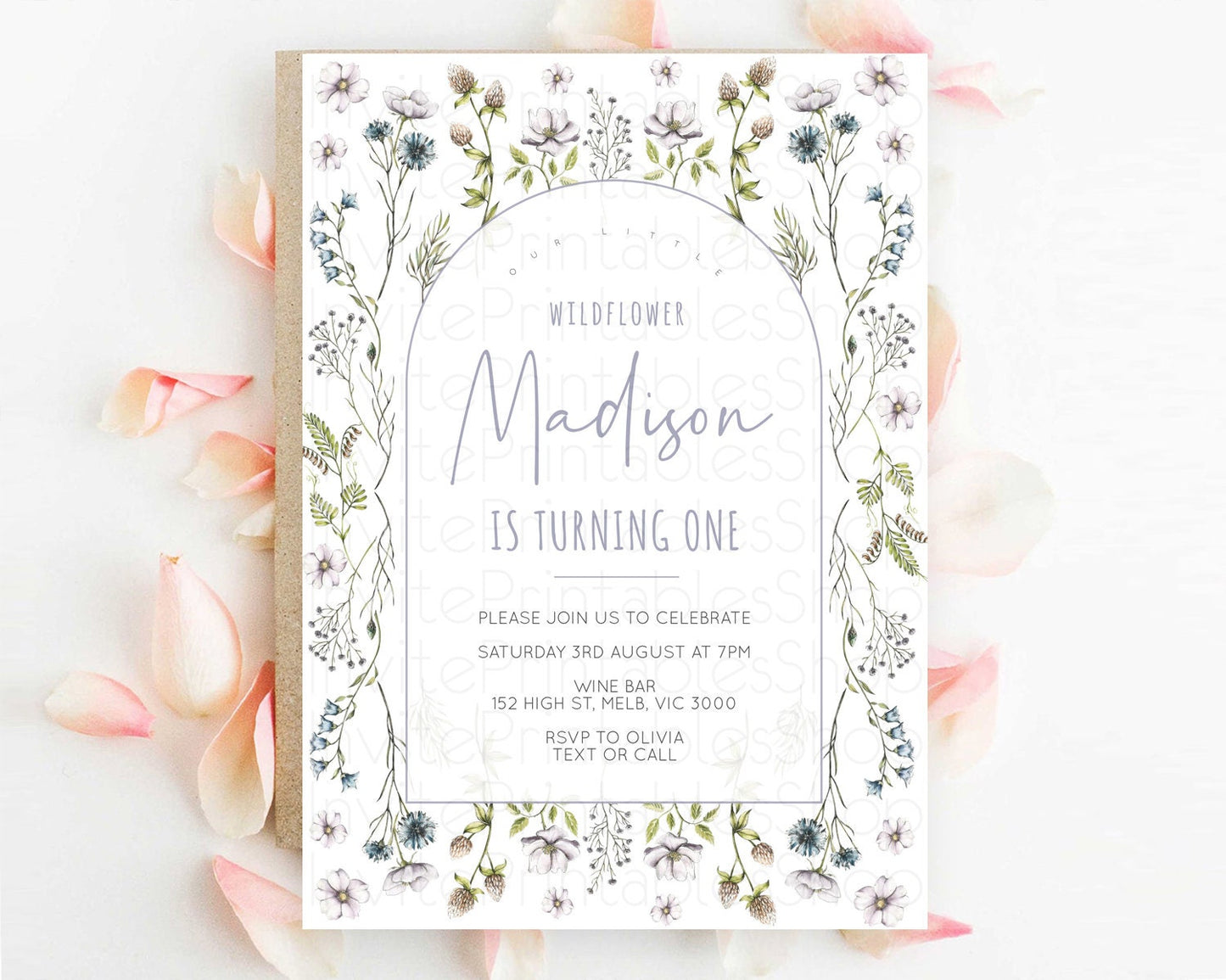 Secret Garden Invitation Wildflower Birthday Invitation Pastel Flowers Invite Enchanted Garden Boho Floral 3rd 2nd First Birthday D10603