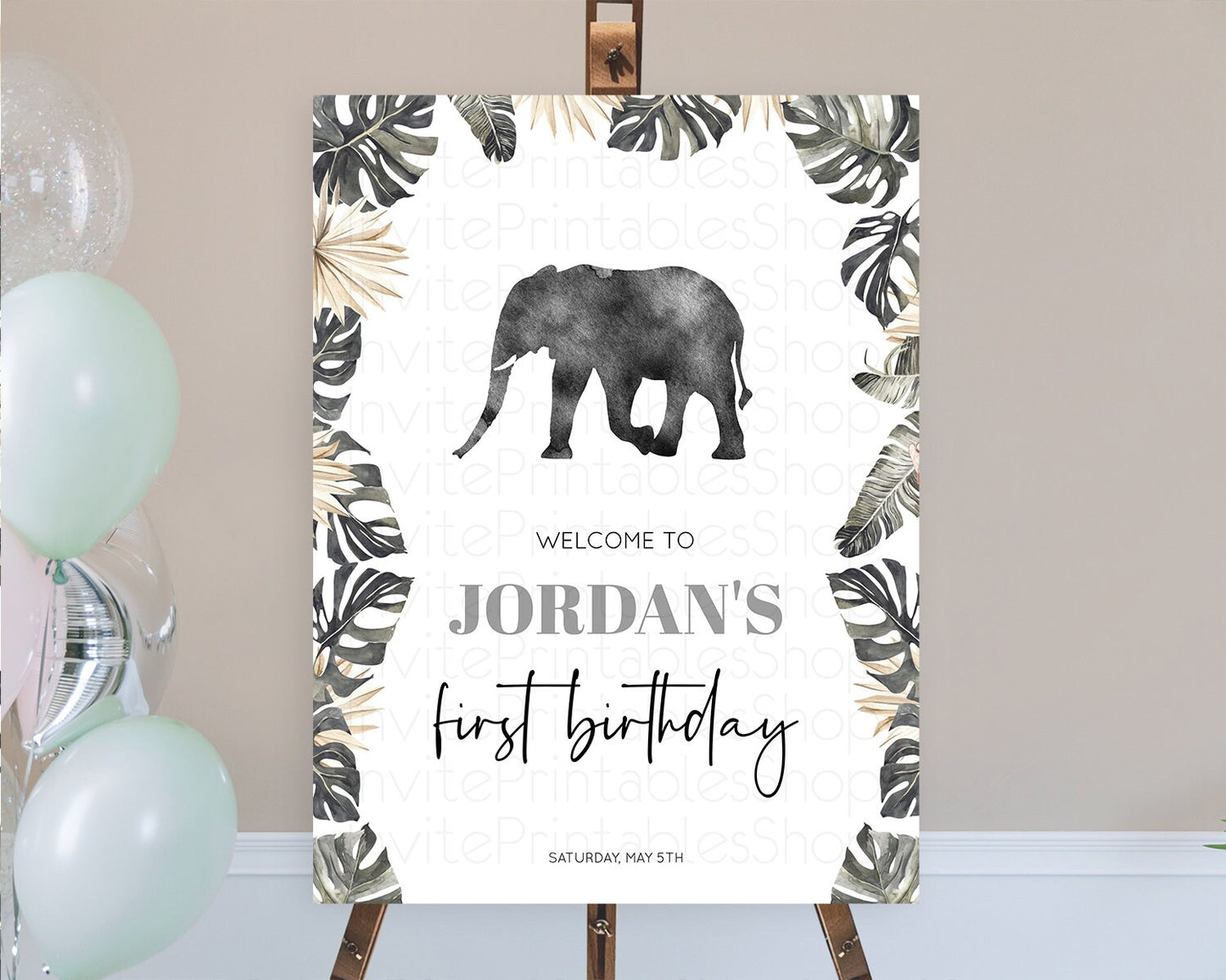 Elephant Welcome Sign Elephant Welcome Board Elephant Party Welcome Poster Safari Party Decor Elephant First Birthday Welcome Sign D10803