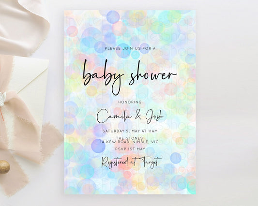Editable Pastel Confetti Baby Shower Invitation Bath Bomb Baby Shower Invita