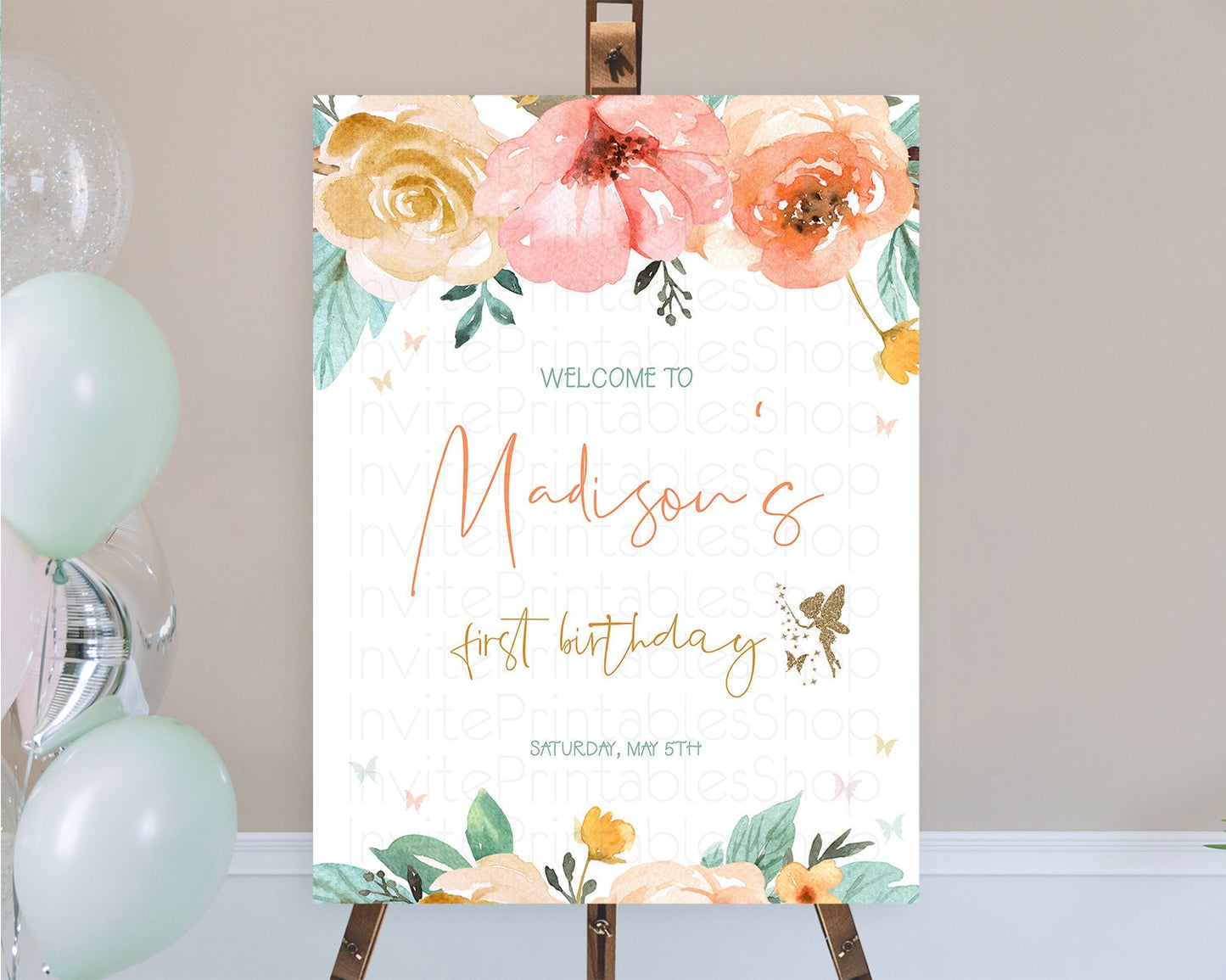 Fairy Welcome Sign Fairy Welcome Board Enchanted Garden Pastel Floral Butterfly Decor Secret Garden First Birthday Welcome Sign D10346
