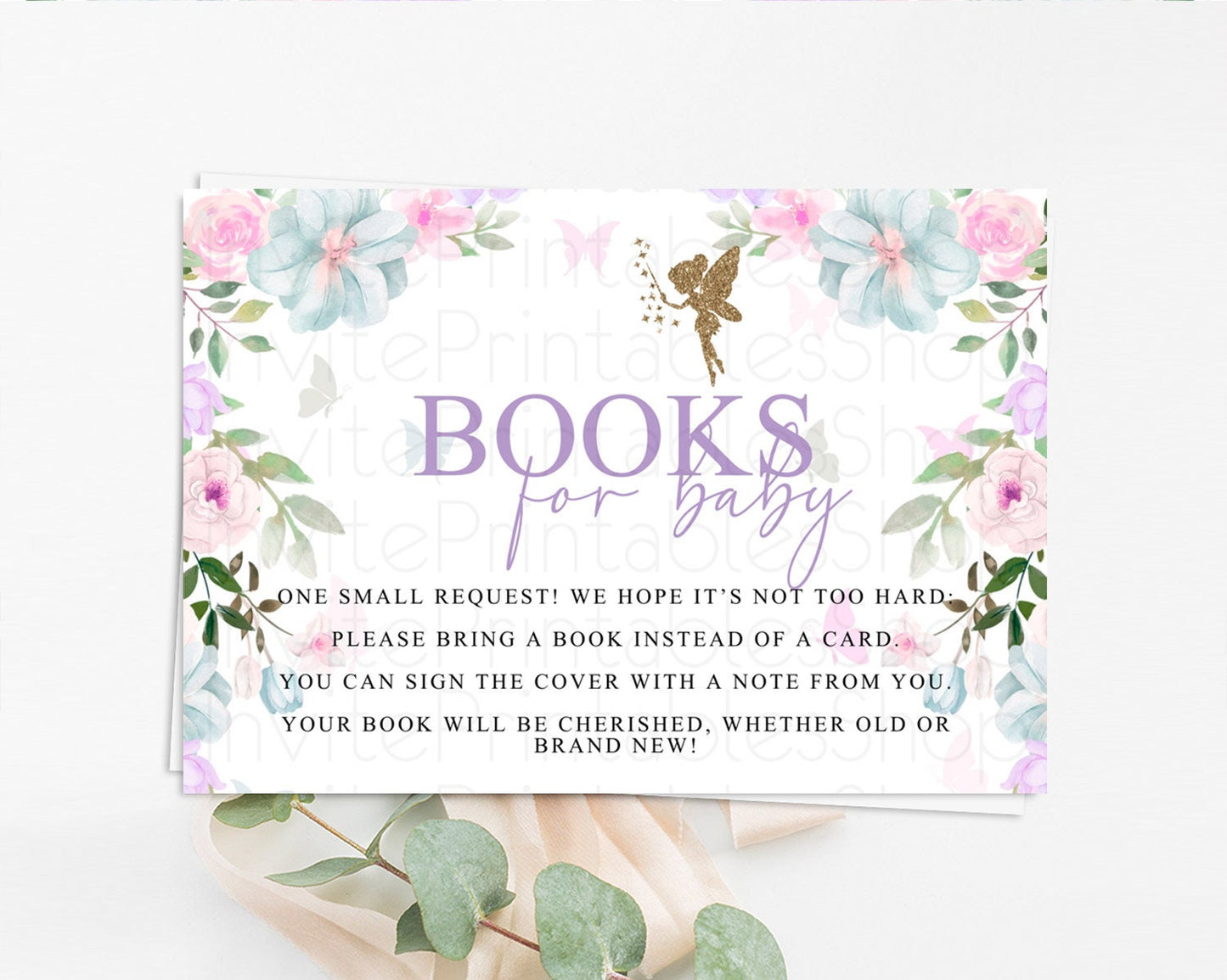 Fairy Books For Baby Card Fairy Book Insert Enchanted Garden Fairy Book Card Pastel Floral Butterfly Cards Secret Garden Book Poem D10475