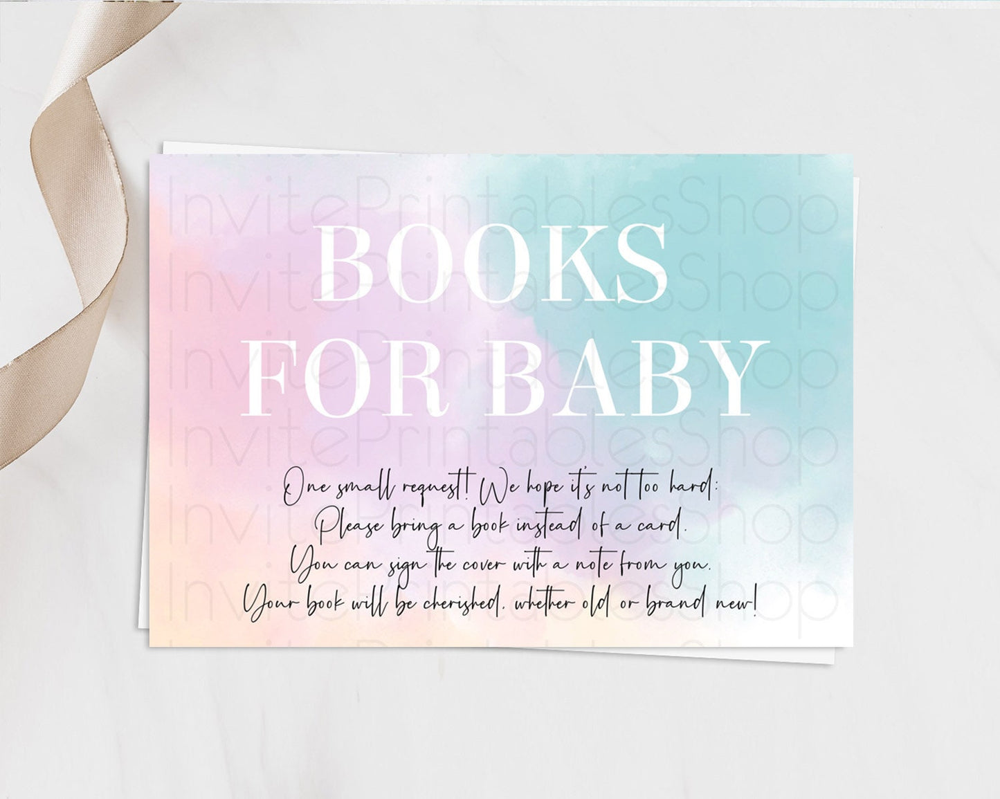 Pastel Books For Baby Card Pastel Rainbow Book Insert Colorful Ombre Watercolor Book Card Confetti Glitter Baby Book Poem Request D10375