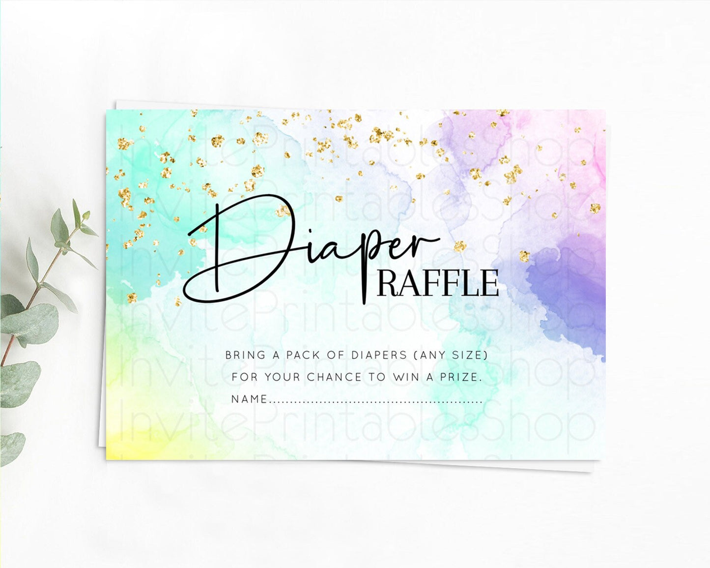 Editable Pastel Diaper Raffle Card Pastel Rainbow Diaper Raffle Insert Color