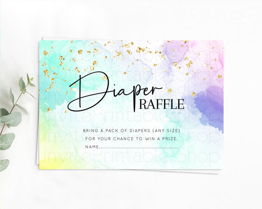 Editable Pastel Diaper Raffle Card Pastel Rainbow Diaper Raffle Insert Color