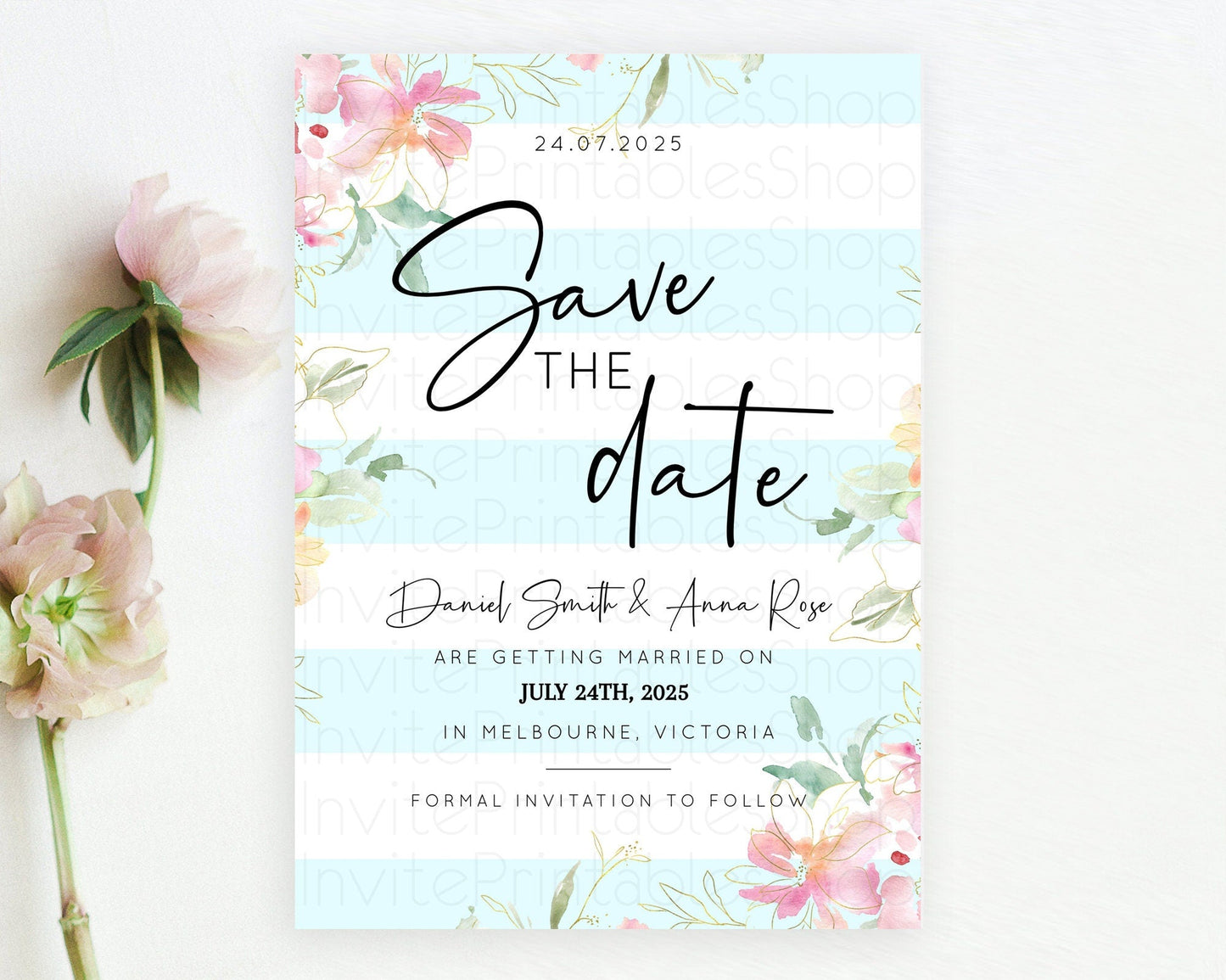 Wildflower Save The Date Template Secret Garden Save The Date Pastel Floral Garden Party Boho Flowers Birthday Baby Shower Wedding D10303
