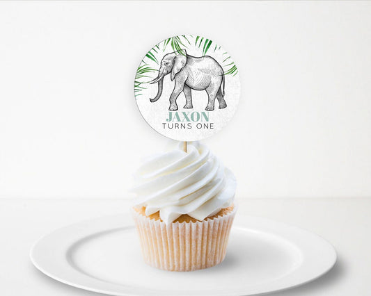Editable Elephant Cupcake Toppers Elephant Cupcake Elephant Party Safari Adv