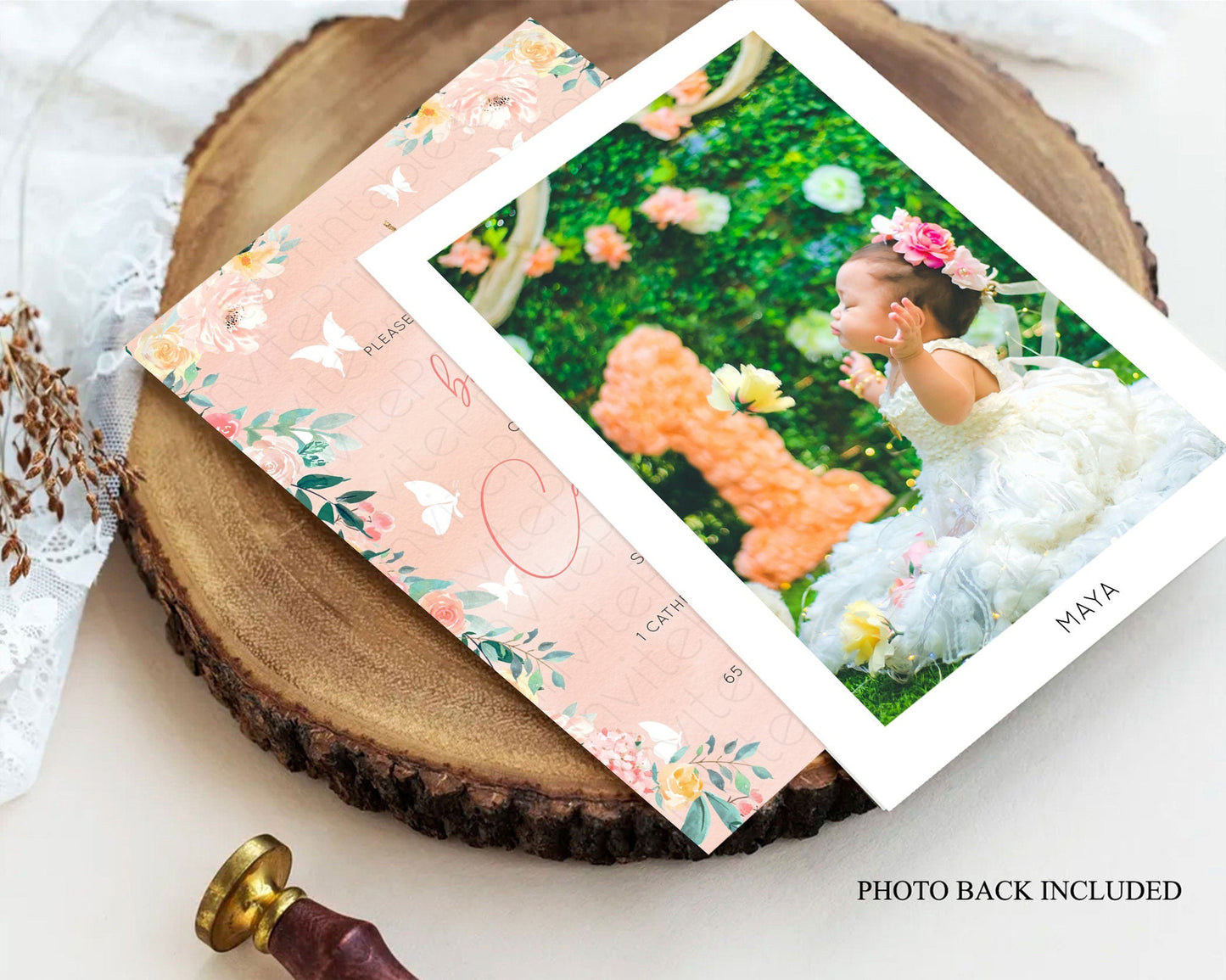Secret Garden Baptism Invitation Wildflower Baptism Birthday Invite Pastel Flowers Christening Invite Enchanted Garden Boho Floral D10245