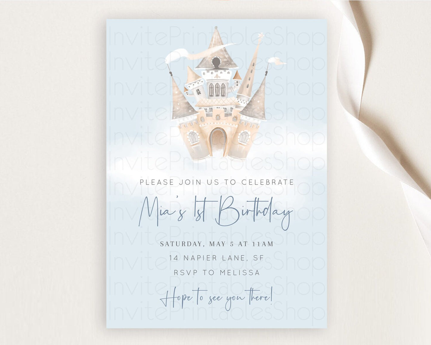 Princess Birthday Invitation Princess Invitation Pastel Invitation Royal Birthday Rainbow Color Enchanted Castle 1st First Birthday D10251