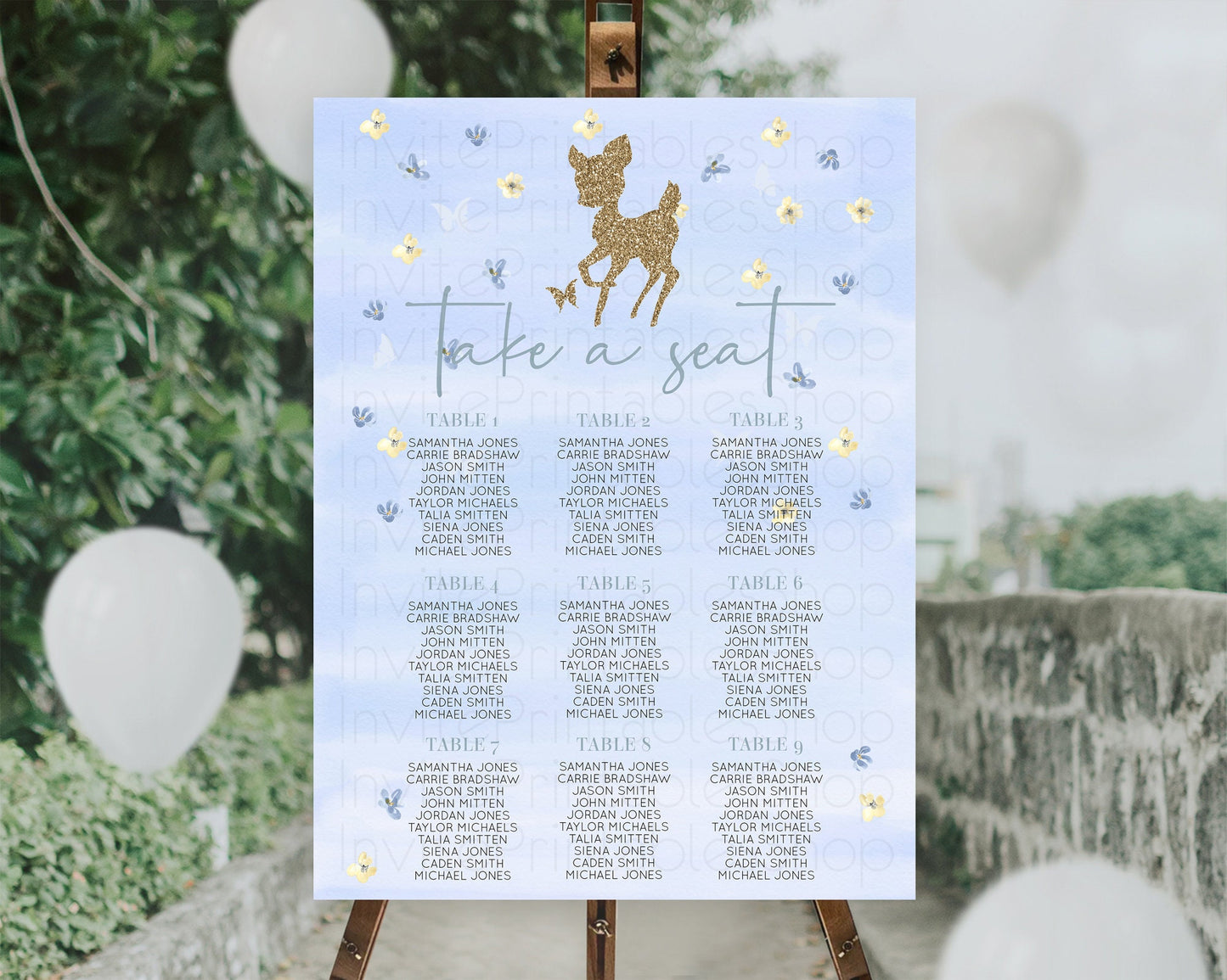 Editable Fawn Seating Chart Deer Seating Chart Enchanted Forest Party Butter