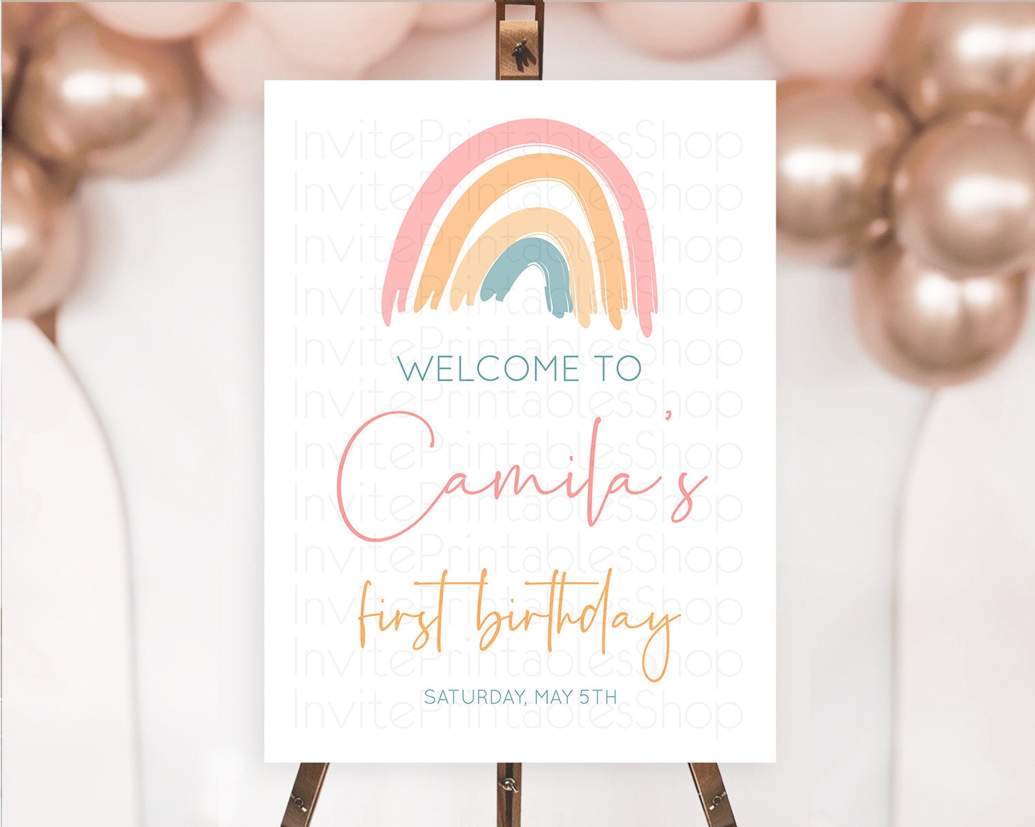 Editable Pastel Rainbow Welcome Sign Boho Rainbow Welcome Board Rainbow Welc