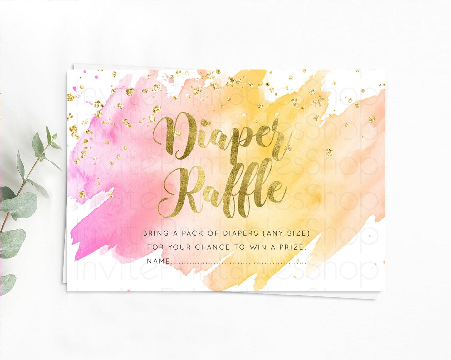 Pastel Diaper Raffle Card Pastel Rainbow Diaper Raffle Insert Colorful Ombre Watercolor Diaper Ticket Confetti Glitter Raffle Game D10526