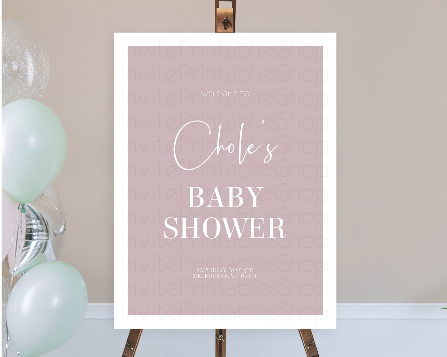 Pink Baby Shower Welcome Sign Plain Pink Welcome Board Minimalist Pastel Pink Welcome Poster Modern Pink Minimal Welcome Sign D10936