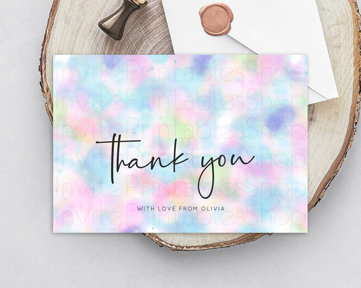 Editable Pastel Thank You Rainbow Thank You Card Colorful Pastel Birthday Th