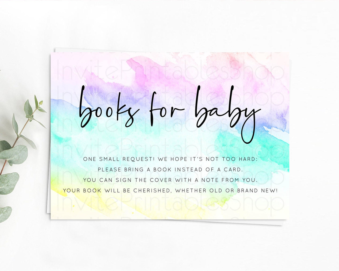 Pastel Books For Baby Card Pastel Rainbow Book Insert Colorful Ombre Watercolor Book Card Confetti Glitter Baby Book Poem Request D10231