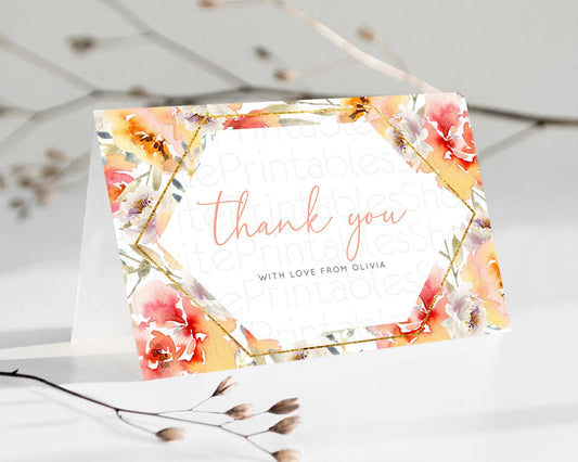 Editable Secret Garden Thank You Wildflower Thank You Card Pastel Flower Gar