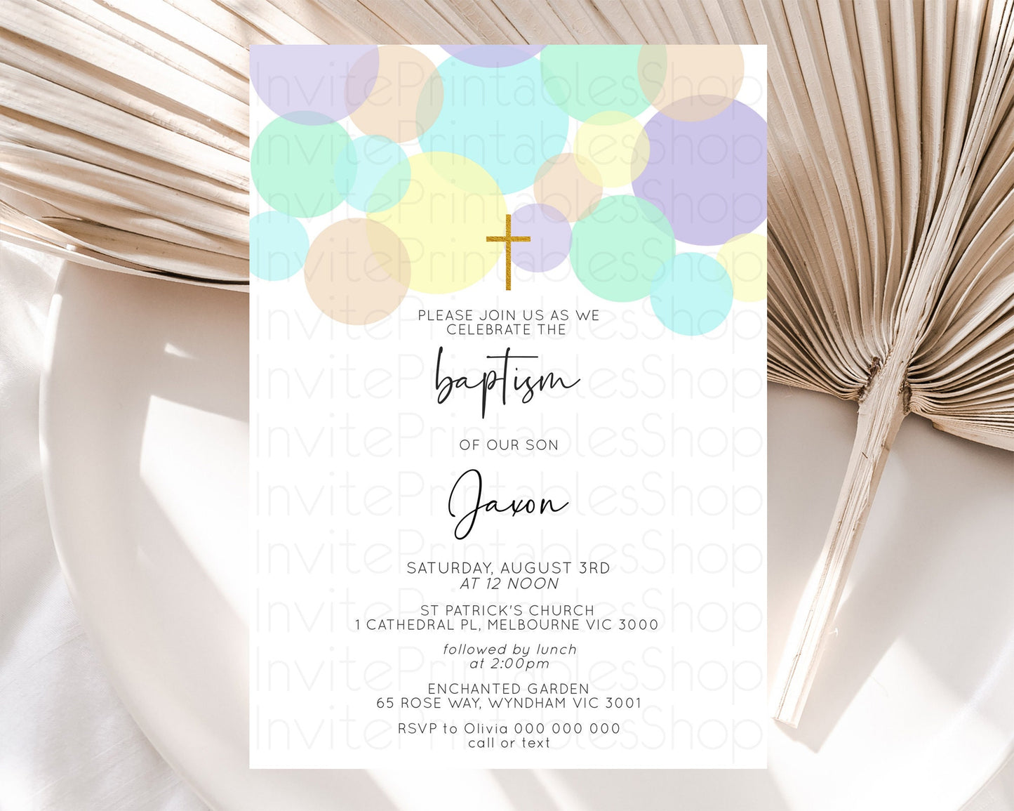 Pastel Baptism Invitation Pastel Confetti Baptism 1st Birthday Invitation Colorful Rainbow Confetti Bubbles Christening Invitation  D10414